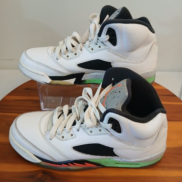 Jordan Other - Jordan 5 Retro Poison Green GS Kids 7Y White Shoes Sneakers 440888-115